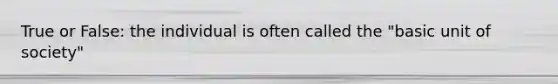 True or False: the individual is often called the "basic unit of society"