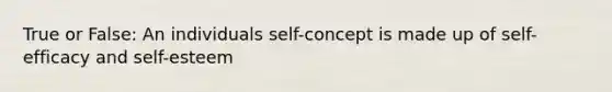 True or False: An individuals self-concept is made up of self-efficacy and self-esteem