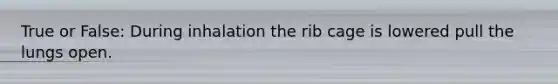 True or False: During inhalation the rib cage is lowered pull the lungs open.