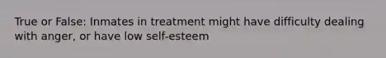 True or False: Inmates in treatment might have difficulty dealing with anger, or have low self-esteem