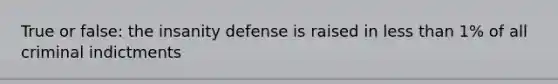 True or false: the insanity defense is raised in less than 1% of all criminal indictments