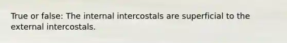 True or false: The internal intercostals are superficial to the external intercostals.