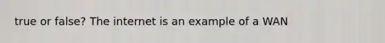 true or false? The internet is an example of a WAN