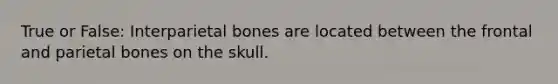 True or False: Interparietal bones are located between the frontal and parietal bones on the skull.