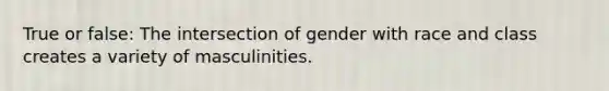 True or false: The intersection of gender with race and class creates a variety of masculinities.