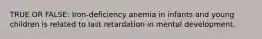 TRUE OR FALSE: Iron-deficiency anemia in infants and young children is related to last retardation in mental development.