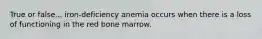 True or false... iron-deficiency anemia occurs when there is a loss of functioning in the red bone marrow.