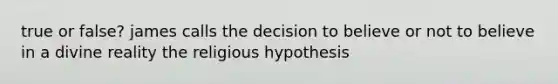 true or false? james calls the decision to believe or not to believe in a divine reality the religious hypothesis