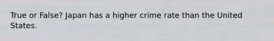 True or False? Japan has a higher crime rate than the United States.