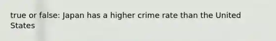 true or false: Japan has a higher crime rate than the United States