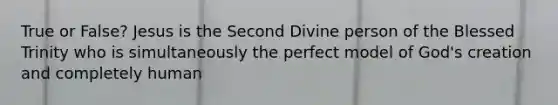 True or False? Jesus is the Second Divine person of the Blessed Trinity who is simultaneously the perfect model of God's creation and completely human