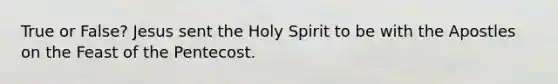 True or False? Jesus sent the Holy Spirit to be with the Apostles on the Feast of the Pentecost.