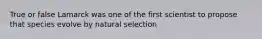 True or false Lamarck was one of the first scientist to propose that species evolve by natural selection