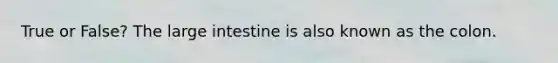 True or False? The large intestine is also known as the colon.