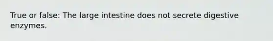 True or false: The large intestine does not secrete digestive enzymes.