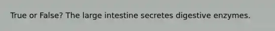 True or False? The large intestine secretes digestive enzymes.