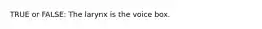 TRUE or FALSE: The larynx is the voice box.