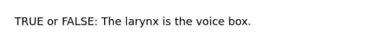 TRUE or FALSE: The larynx is the voice box.