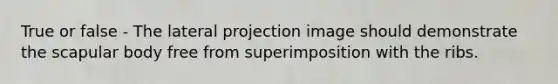 True or false - The lateral projection image should demonstrate the scapular body free from superimposition with the ribs.