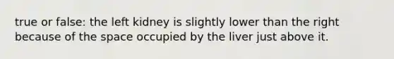 true or false: the left kidney is slightly lower than the right because of the space occupied by the liver just above it.