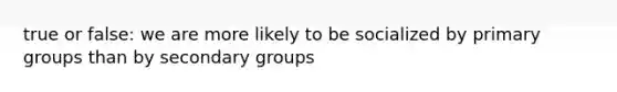 true or false: we are more likely to be socialized by primary groups than by secondary groups