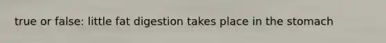 true or false: little fat digestion takes place in the stomach