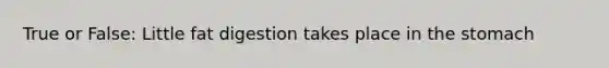 True or False: Little fat digestion takes place in the stomach