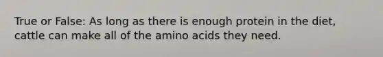 True or False: As long as there is enough protein in the diet, cattle can make all of the amino acids they need.