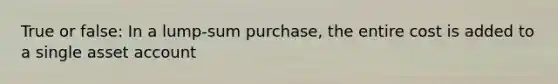 True or false: In a lump-sum purchase, the entire cost is added to a single asset account