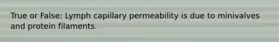 True or False: Lymph capillary permeability is due to minivalves and protein filaments.