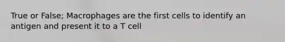 True or False; Macrophages are the first cells to identify an antigen and present it to a T cell