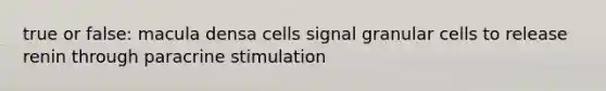 true or false: macula densa cells signal granular cells to release renin through paracrine stimulation