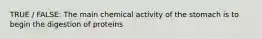 TRUE / FALSE: The main chemical activity of the stomach is to begin the digestion of proteins