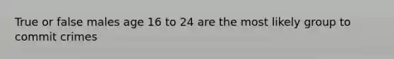 True or false males age 16 to 24 are the most likely group to commit crimes