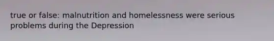 true or false: malnutrition and homelessness were serious problems during the Depression