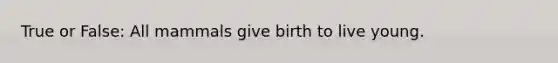 True or False: All mammals give birth to live young.