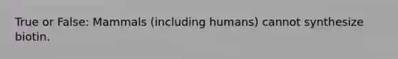 True or False: Mammals (including humans) cannot synthesize biotin.