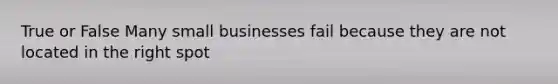 True or False Many small businesses fail because they are not located in the right spot