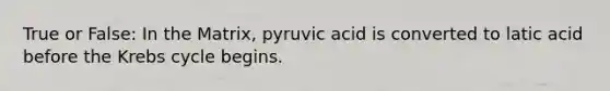 True or False: In the Matrix, pyruvic acid is converted to latic acid before the Krebs cycle begins.