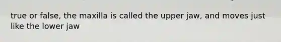 true or false, the maxilla is called the upper jaw, and moves just like the lower jaw