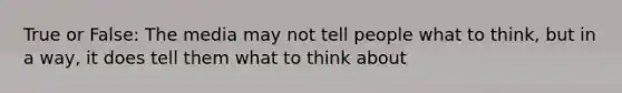 True or False: The media may not tell people what to think, but in a way, it does tell them what to think about