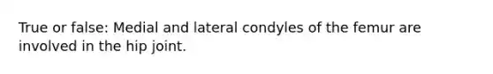 True or false: Medial and lateral condyles of the femur are involved in the hip joint.