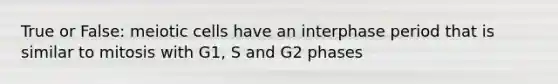 True or False: meiotic cells have an interphase period that is similar to mitosis with G1, S and G2 phases