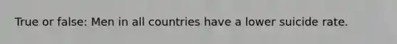 True or false: Men in all countries have a lower suicide rate.