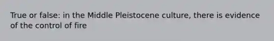 True or false: in the Middle Pleistocene culture, there is evidence of the control of fire