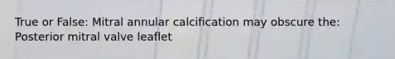 True or False: Mitral annular calcification may obscure the: Posterior mitral valve leaflet