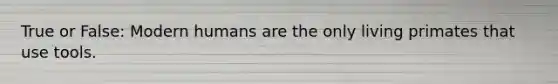 True or False: Modern humans are the only living primates that use tools.