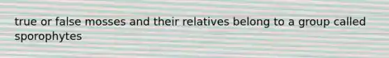 true or false mosses and their relatives belong to a group called sporophytes