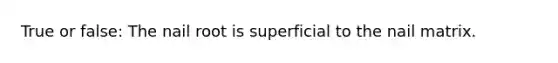 True or false: The nail root is superficial to the nail matrix.