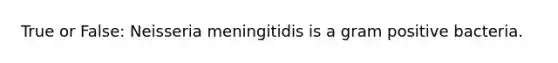 True or False: Neisseria meningitidis is a gram positive bacteria.